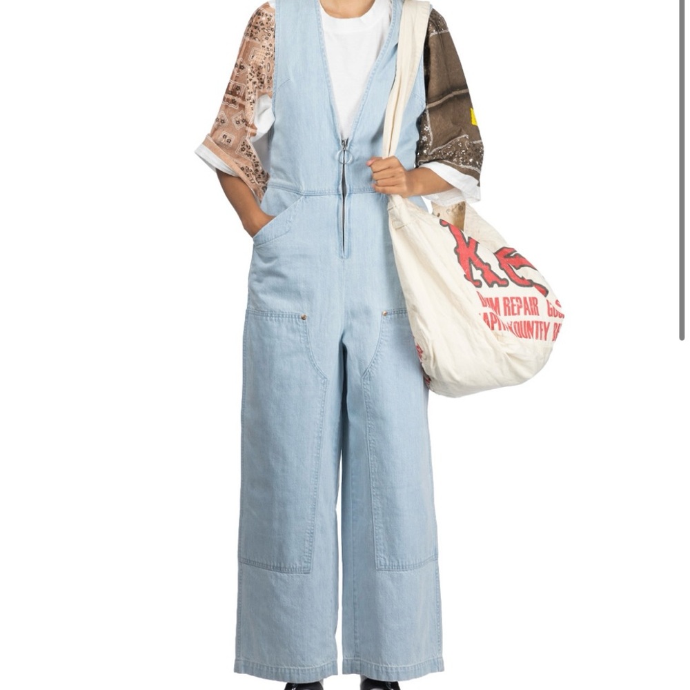 Kapital Blue Denim Overalls Wide-Leg Salopette NWT size 1